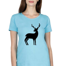 Load image into Gallery viewer, Deer T-Shirt for Women-Light Blue-Ektarfa.online
