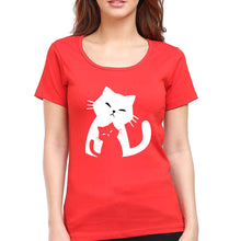 Load image into Gallery viewer, Cat T-Shirt for Women-Red-Ektarfa.online
