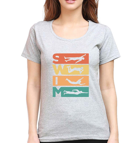 Swimming T-Shirt for Women-Grey Melange-Ektarfa.online
