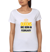 Load image into Gallery viewer, Queens Are Born In February T-Shirt for Women-White-Ektarfa.online

