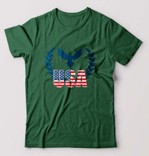 Load image into Gallery viewer, USA America T-Shirt for Men-Bottle Green-Ektarfa.online
