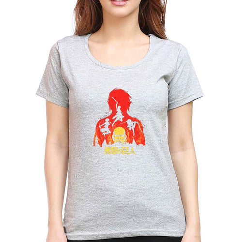 Attack on Titan T-Shirt for Women-Grey Melange-Ektarfa.online