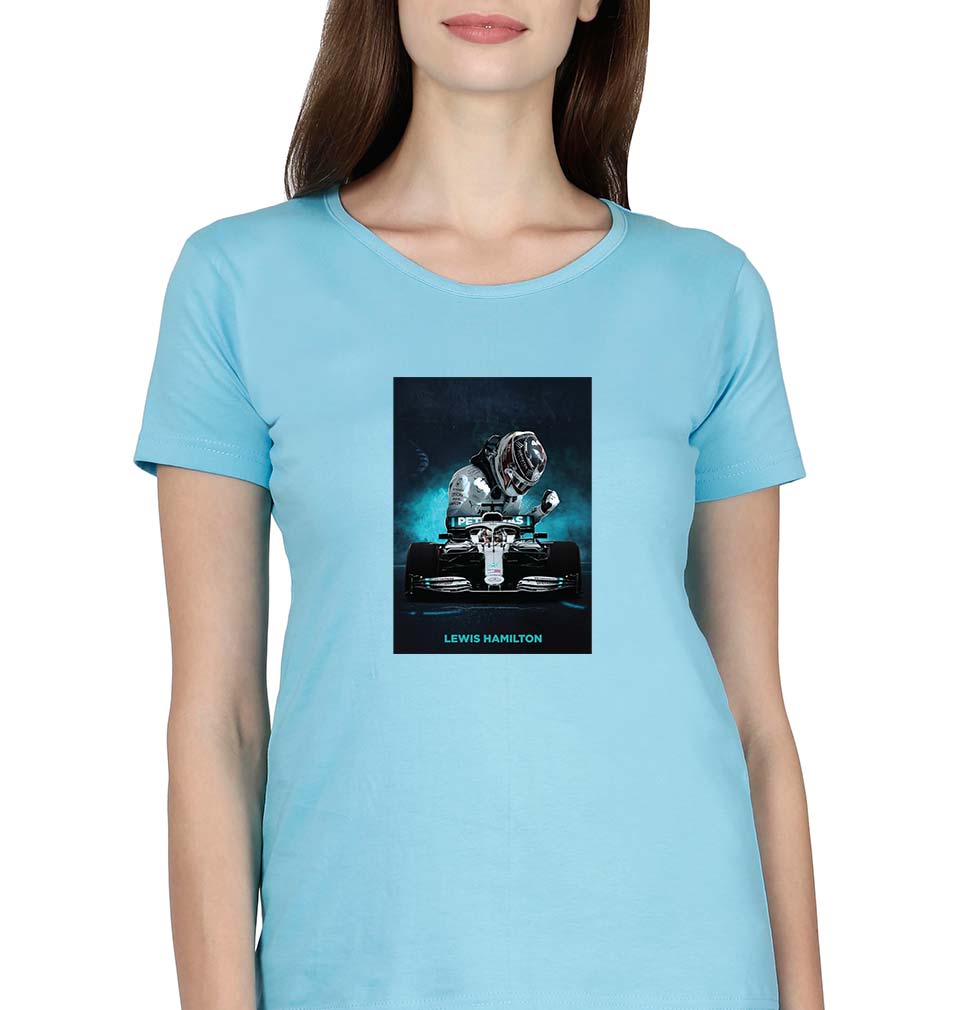 Lewis Hamilton F1 T-Shirt for Women-XS(32 Inches)-SkyBlue-Ektarfa.online