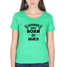 Load image into Gallery viewer, Legends are Born in March T-Shirt for Women-Flag Green-Ektarfa.online

