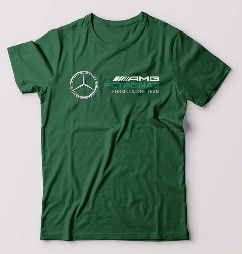 Mercedes AMG Petronas F1 T-Shirt for Men-S(38 Inches)-Bottle Green-Ektarfa.online