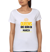 Load image into Gallery viewer, Queens Are Born In March T-Shirt for Women-White-Ektarfa.online
