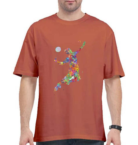 Badminton Oversized T-Shirt for Men-Coral-Ektarfa.online