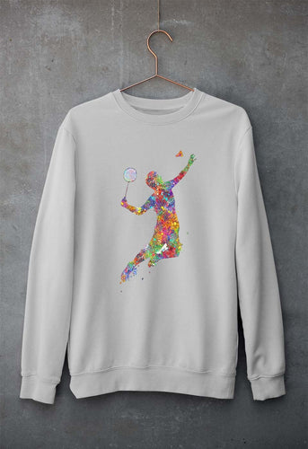 Badminton Unisex Sweatshirt for Men/Women-Grey Melange-Ektarfa.online