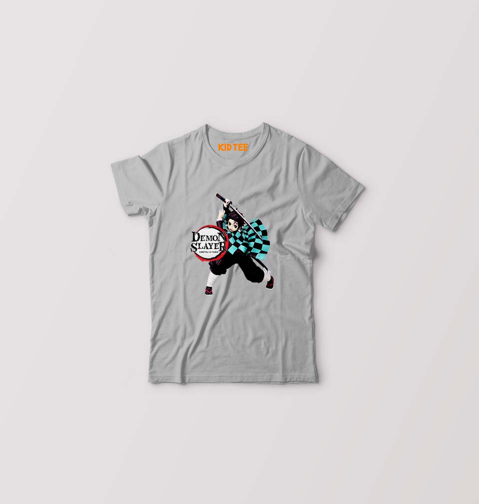 Demon Slayer Kids T-Shirt for Boy/Girl-Grey-Ektarfa.online