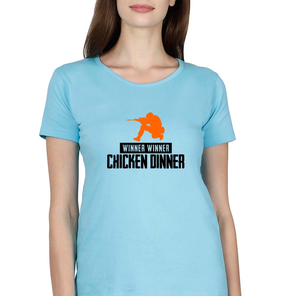 PUBG Winner Winner Chicken Dinner T-Shirt for Women-SkyBlue-Ektarfa.online