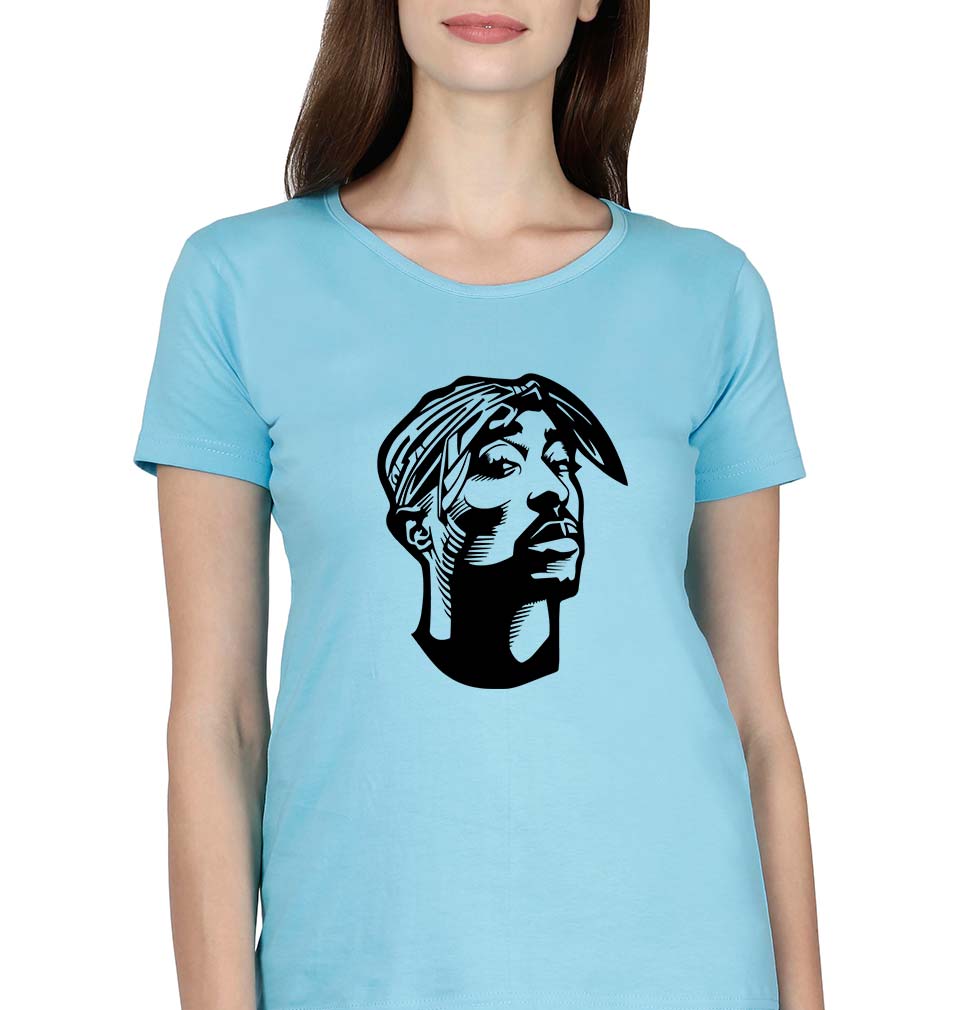 Tupac 2Pac T-Shirt for Women-SkyBlue-Ektarfa.online