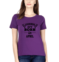Load image into Gallery viewer, Legends are Born in April T-Shirt for Women-Purple-Ektarfa.online
