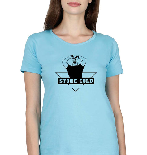 Stone Cold Steve Austin (WWE) T-Shirt for Women-Light Blue-Ektarfa.online