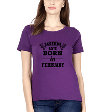 Load image into Gallery viewer, Legends are Born in February T-Shirt for Women-Purple-Ektarfa.online
