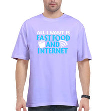 Load image into Gallery viewer, Fast Food and Internet Oversized T-Shirt for Men-Lavender-Ektarfa.online
