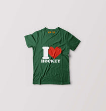 Load image into Gallery viewer, I Love Hockey Kids T-Shirt for Boy/Girl-Dark Green-Ektarfa.online
