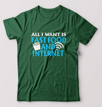 Load image into Gallery viewer, Fast Food and Internet T-Shirt for Men-Bottle Green-Ektarfa.online
