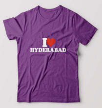 Load image into Gallery viewer, I Love Hyderabad T-Shirt for Men-S(38 Inches)-Purple-Ektarfa.online
