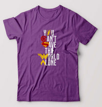 Load image into Gallery viewer, You Can&#39;t Save The World Alone Justice League T-Shirt for Men-Purple-Ektarfa.online
