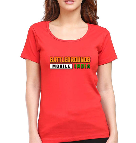 Battlegrounds Mobile India (BGMI) T-Shirt for Women-Red-Ektarfa.online