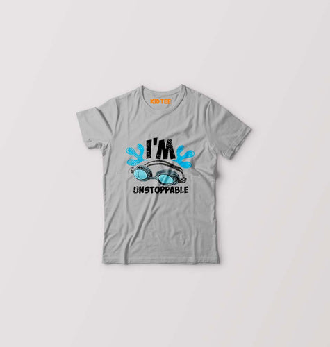 Swimming Kids T-Shirt for Boy/Girl-Grey-Ektarfa.online