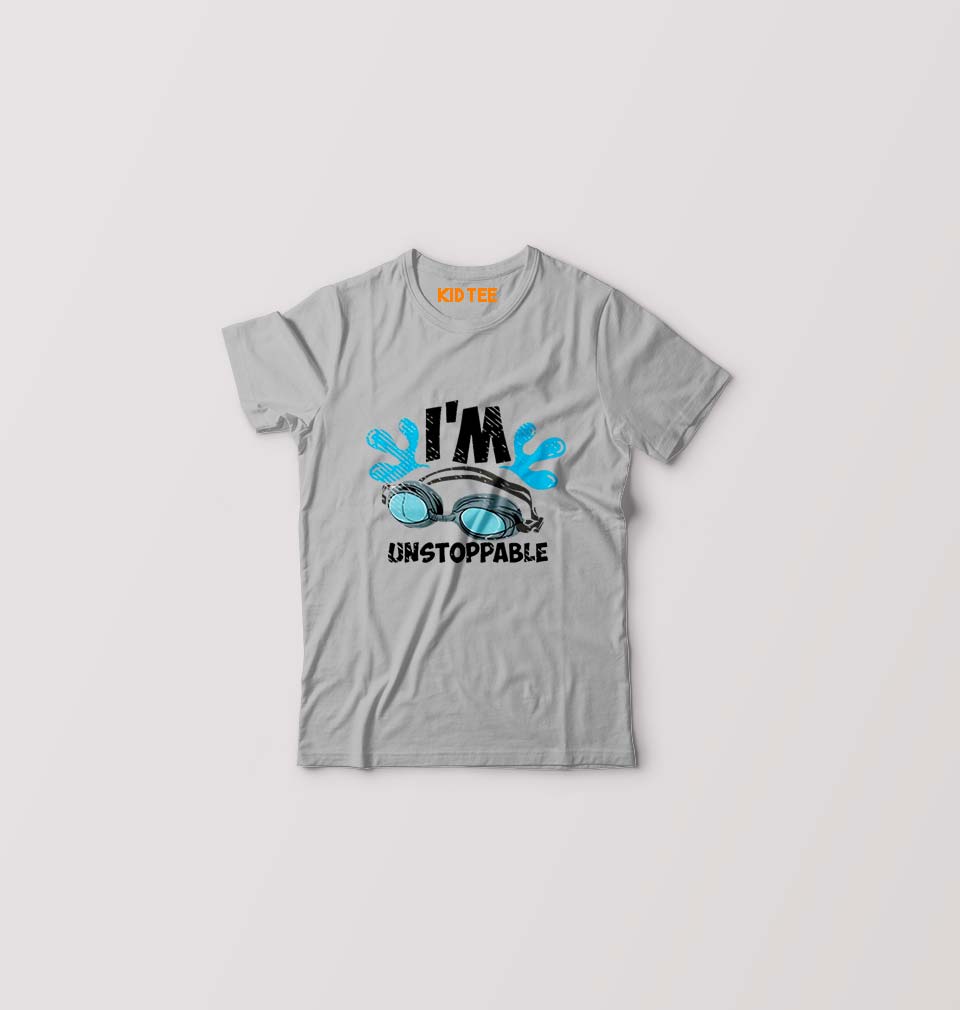 Swimming Kids T-Shirt for Boy/Girl-Grey-Ektarfa.online