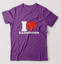 Load image into Gallery viewer, I Love Badminton T-Shirt for Men-Purple-Ektarfa.online
