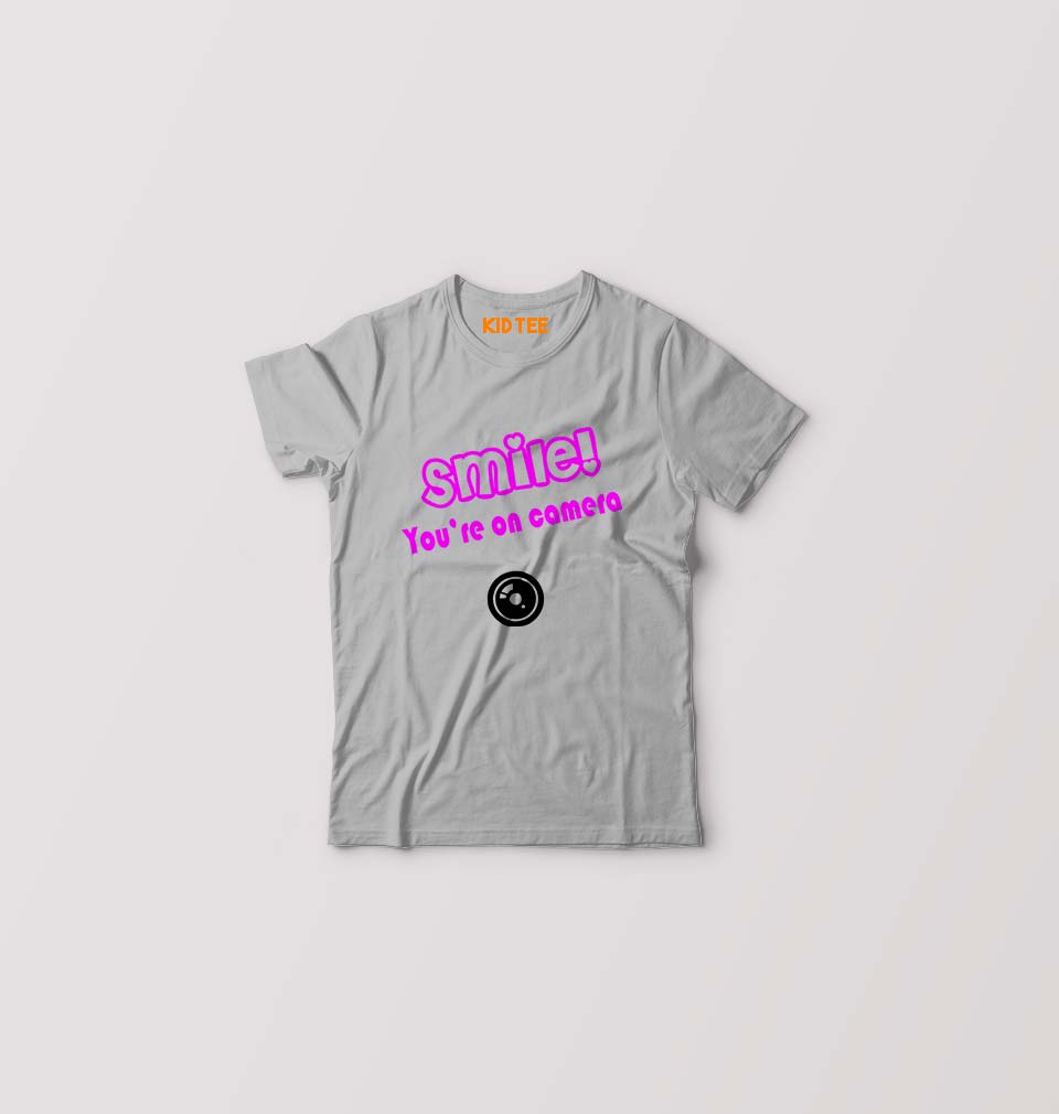 Smile U'R On Camera Kids T-Shirt for Boy/Girl-Grey-Ektarfa.online