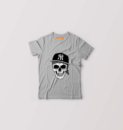 Hip Hop Skull NY Kids T-Shirt for Boy/Girl-Grey-Ektarfa.online
