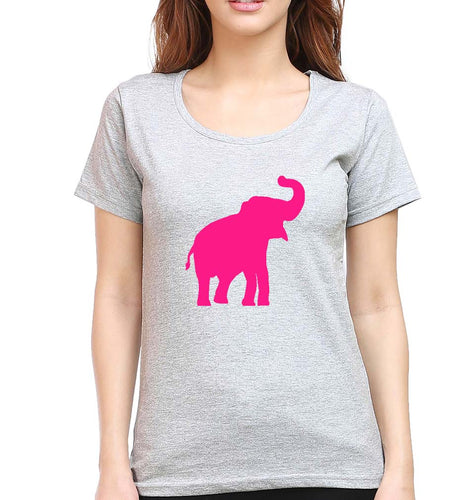 Pink Elephant T-Shirt for Women-Grey Melange-Ektarfa.online