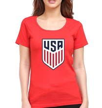 Load image into Gallery viewer, USA Football T-Shirt for Women-Red-Ektarfa.online
