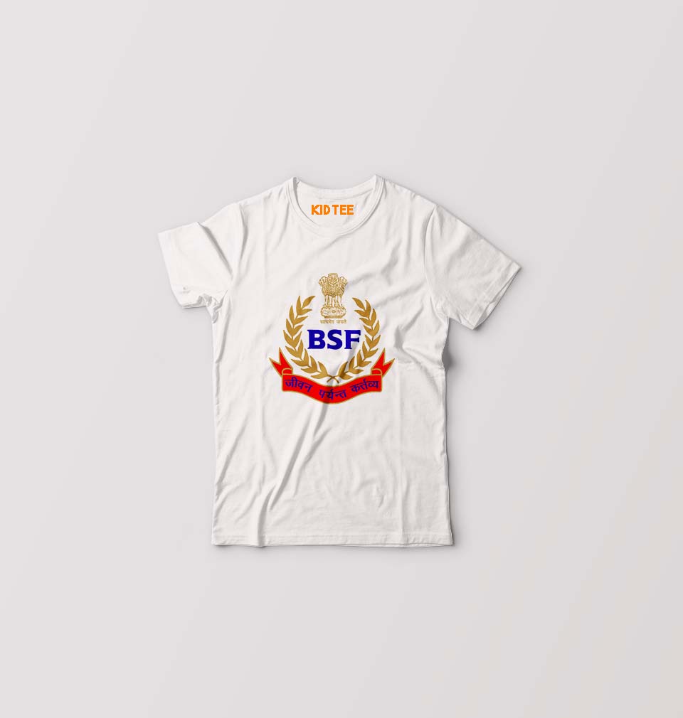 BSF Army Kids T-Shirt for Boy/Girl-White-Ektarfa.online