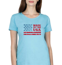 Load image into Gallery viewer, USA America T-Shirt for Women-Light Blue-Ektarfa.online
