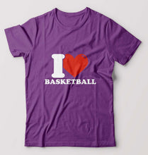 Load image into Gallery viewer, I Love Basketball T-Shirt for Men-Purple-Ektarfa.online
