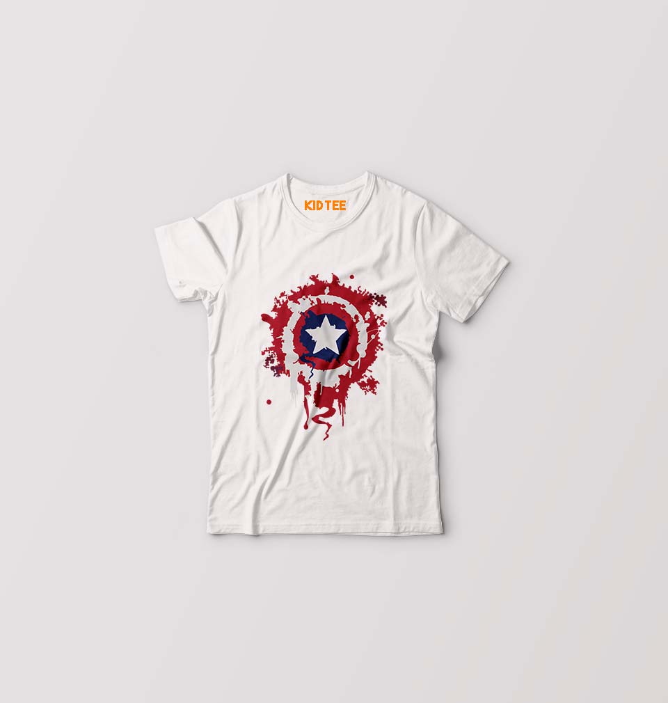 Captain America Shield Kids T-Shirt for Boy/Girl-White-Ektarfa.online