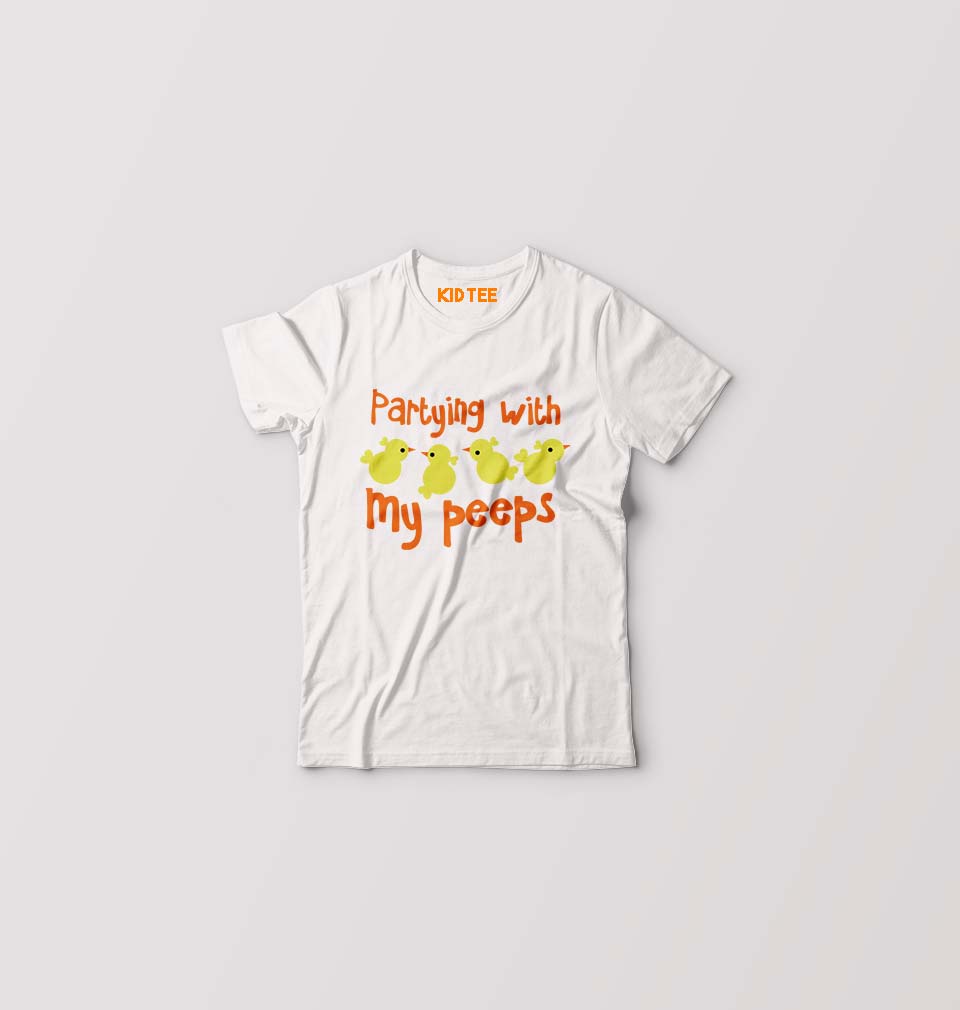 Partying With My Peeps Kids T-Shirt for Boy/Girl-White-Ektarfa.online