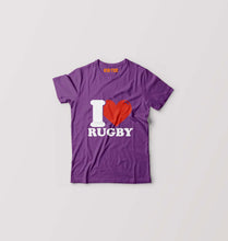 Load image into Gallery viewer, I Love Rugby Kids T-Shirt for Boy/Girl-Purple-Ektarfa.online
