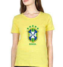 Load image into Gallery viewer, Brazil Football T-Shirt for Women-Yellow-Ektarfa.online
