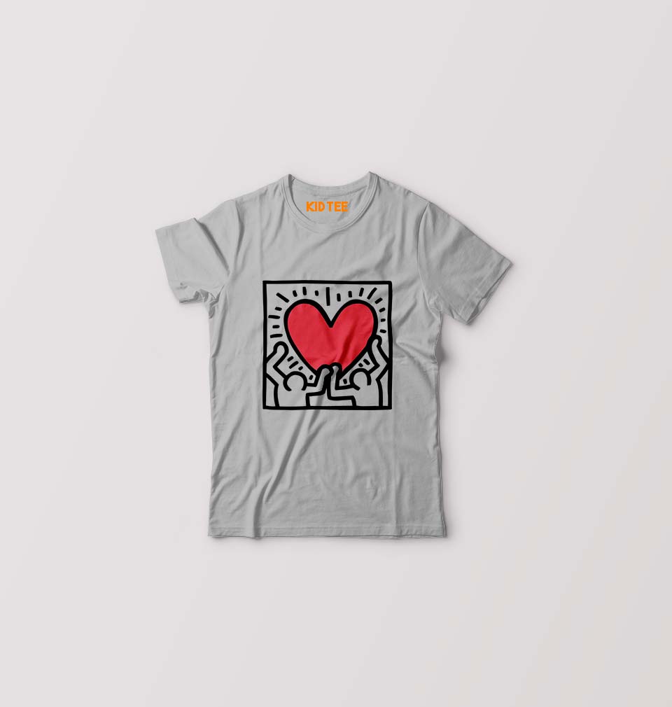 Keith Haring Kids T-Shirt for Boy/Girl-Grey-Ektarfa.online