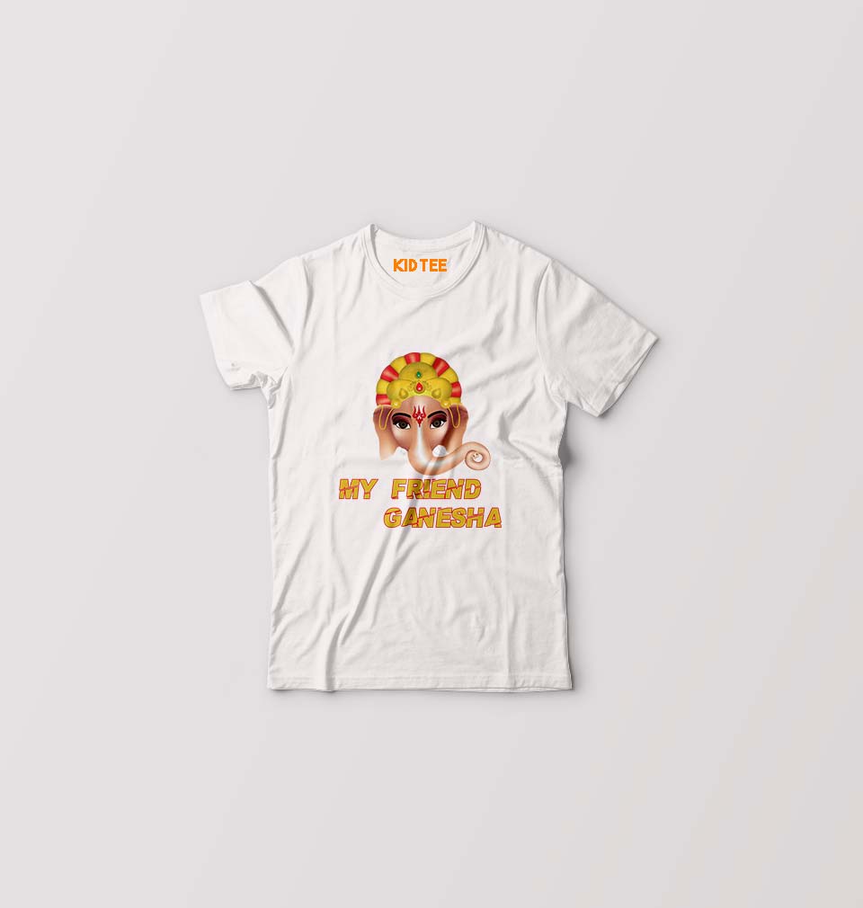 My Friend Ganesha Kids T-Shirt for Boy/Girl-White-Ektarfa.online