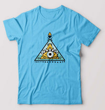 Load image into Gallery viewer, Psychedelic Triangle eye T-Shirt for Men-Light Blue-Ektarfa.online
