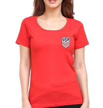 Load image into Gallery viewer, USA Football T-Shirt for Women-Red-Ektarfa.online
