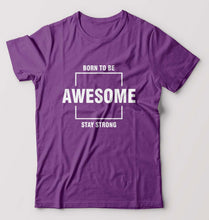 Load image into Gallery viewer, Born to be awsome Stay Strong T-Shirt for Men-Purple-Ektarfa.online
