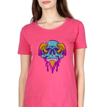 Load image into Gallery viewer, Trippy Psychedelic Skull T-Shirt for Women-Pink-Ektarfa.online
