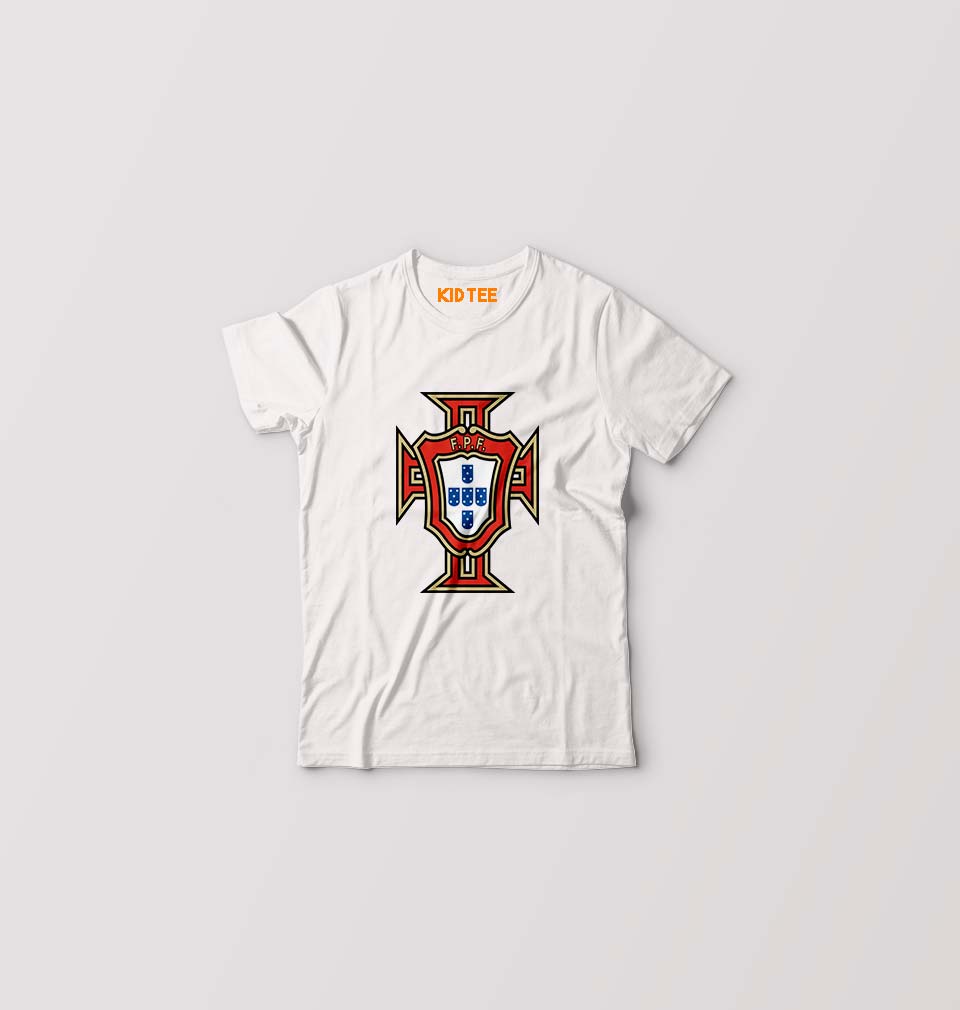 Portugal Football Kids T-Shirt for Boy/Girl-White-Ektarfa.online