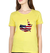 Load image into Gallery viewer, USA America T-Shirt for Women-Mustard Yellow-Ektarfa.online
