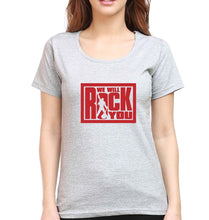 Load image into Gallery viewer, Queen Rock Band We Will Rock You T-Shirt for Women-Grey Melange-Ektarfa.online
