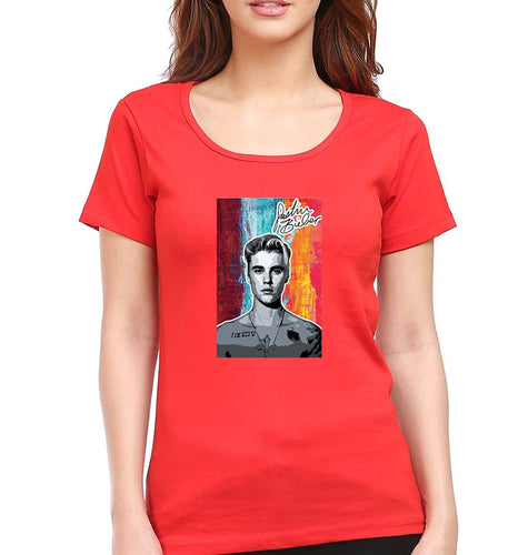 Justin Bieber T-Shirt for Women-Red-Ektarfa.online