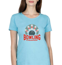 Load image into Gallery viewer, Bowling Champion T-Shirt for Women-Light Blue-Ektarfa.online
