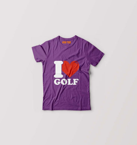 I Love Golf Kids T-Shirt for Boy/Girl-Purple-Ektarfa.online